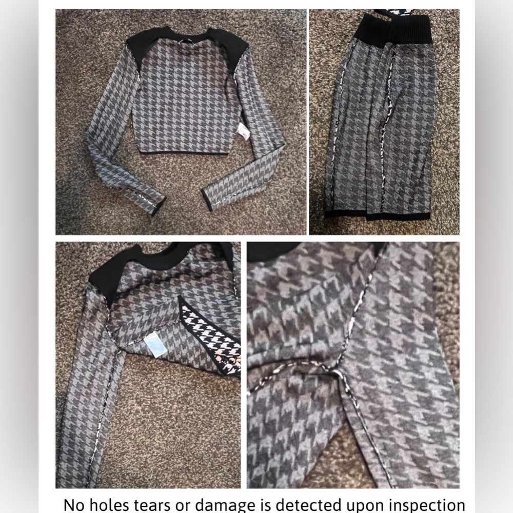 Express Houndstooth Print in Black and White(pale pink) | 2 Piece Set - Picture 9 of 10